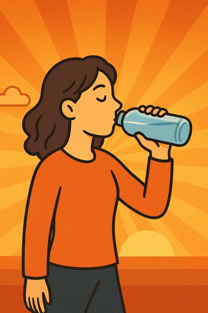 Drink water frequently during the day.